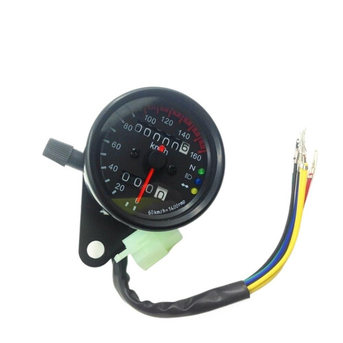 Universal Motorcycle Tachometer Speedometer with LED Backlight Dual Display Odometer Gauge Black 2