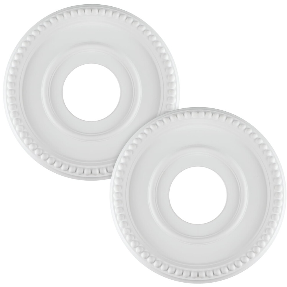 2 Pcs 12 Inch Round Pu Ceiling Medallion White Finish Covers For Fan Light Fixtures And Decor 9070919999284