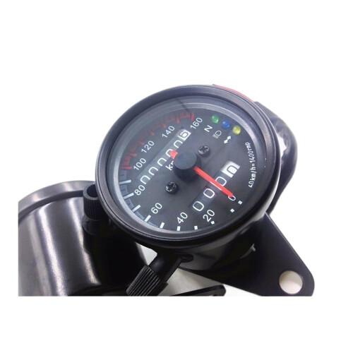 Universal Motorcycle Tachometer Speedometer with LED Backlight Dual Display Odometer Gauge Black 1