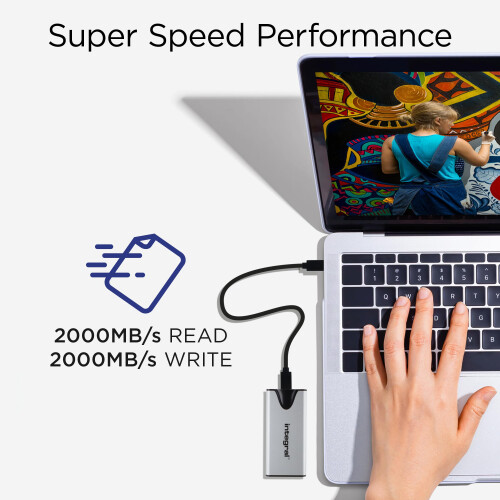 SlimXpress Pro 2TB Portable SSD External Hard Drive: USB-C, 2000MB/s Read/Write, USB 3.2 Gen 2x2, Compact Design, Plug & Play, Compatible with Mac, 2
