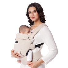 PureHug Baby Carrier, Pure Cotton Carrier for 3-24 Months, Effortless to Put On, Ideal for Hands-Free Parenting, Enhanced Lumbar Support, Khaki