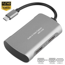 HDMI til USB C-optagelseskort, 4K30FPS-indgang, streaming i realtid, lav latenstid, forbedret farvedybde, bærbar, letvægtsdesign, bred