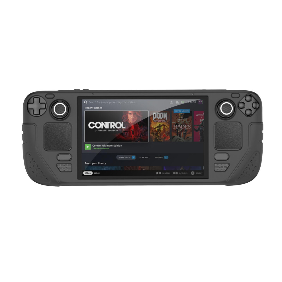 Case With Screen Protector, Antislip Silicone Grip And Thumbstick Caps Kit For Steam Deck Oled Black 9044945421491
