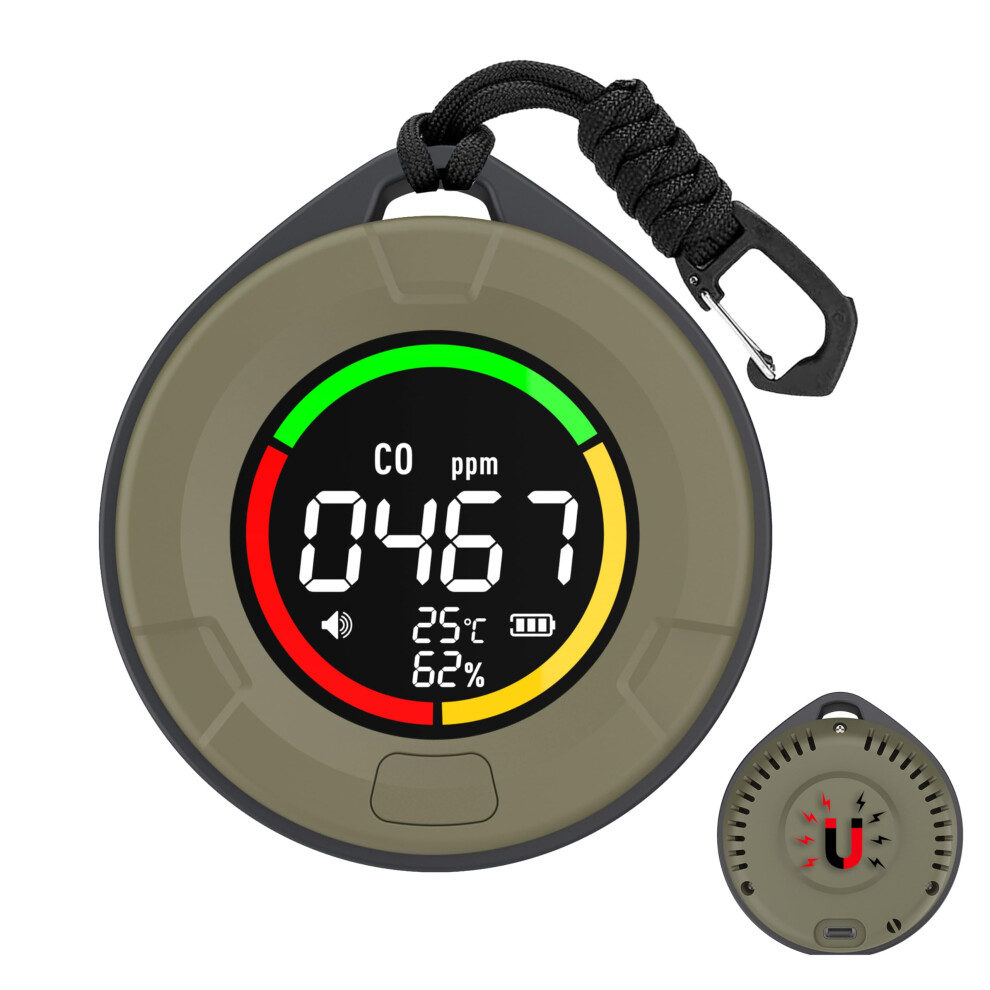 Carbon Monoxide Detector With Air Quality Monitor, 3 In 1 Co Temp Humidity Display, Rechargeable For Home Rv Travel 9070919972751