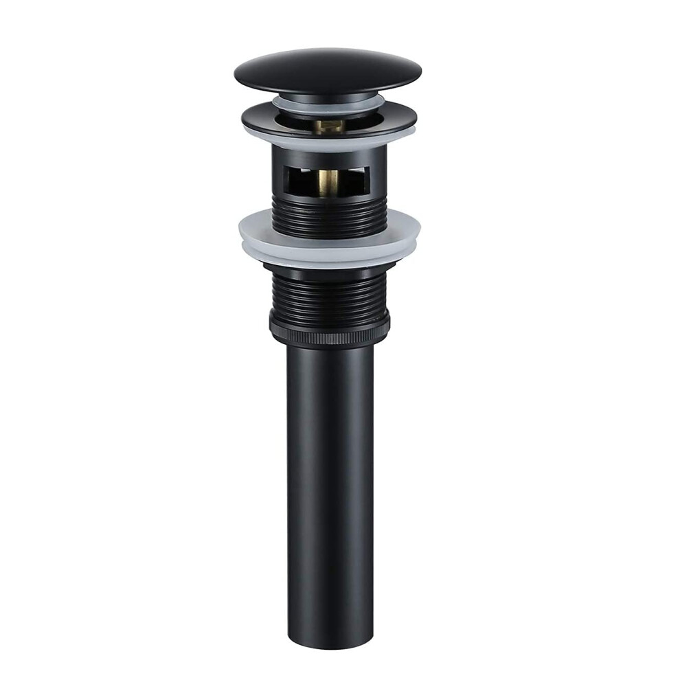 Black Brass Bathroom Sink Drain With Overflow, Push Button Pop Up Stopper, Durable And Corrosion Resistant 9174973524946