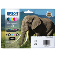 Epson 24 Elephant Genuine Multipack, 6-colours Claria Photo HD Ink Cartridges