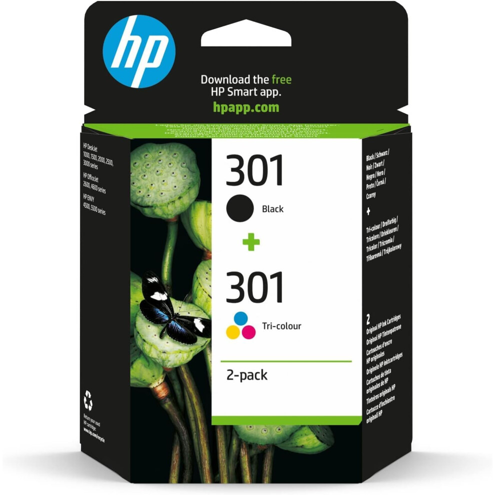 Hp N9j72ae 301 Original Ink Cartridges, Black And Tri-Colour, Multipack