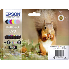 Epson 378 Squirrel Genuine Multipack, 6-colours Ink Cartridges, Claria