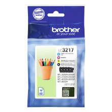 Brother LC-3217BK/LC-3217C/LC-3217M/LC-3217Y Inkjet Cartridges, Black/Cyan/Magenta/Yellow, Multi-Pack, Standard Yield, Includes 4 x Inkjet Cartridges