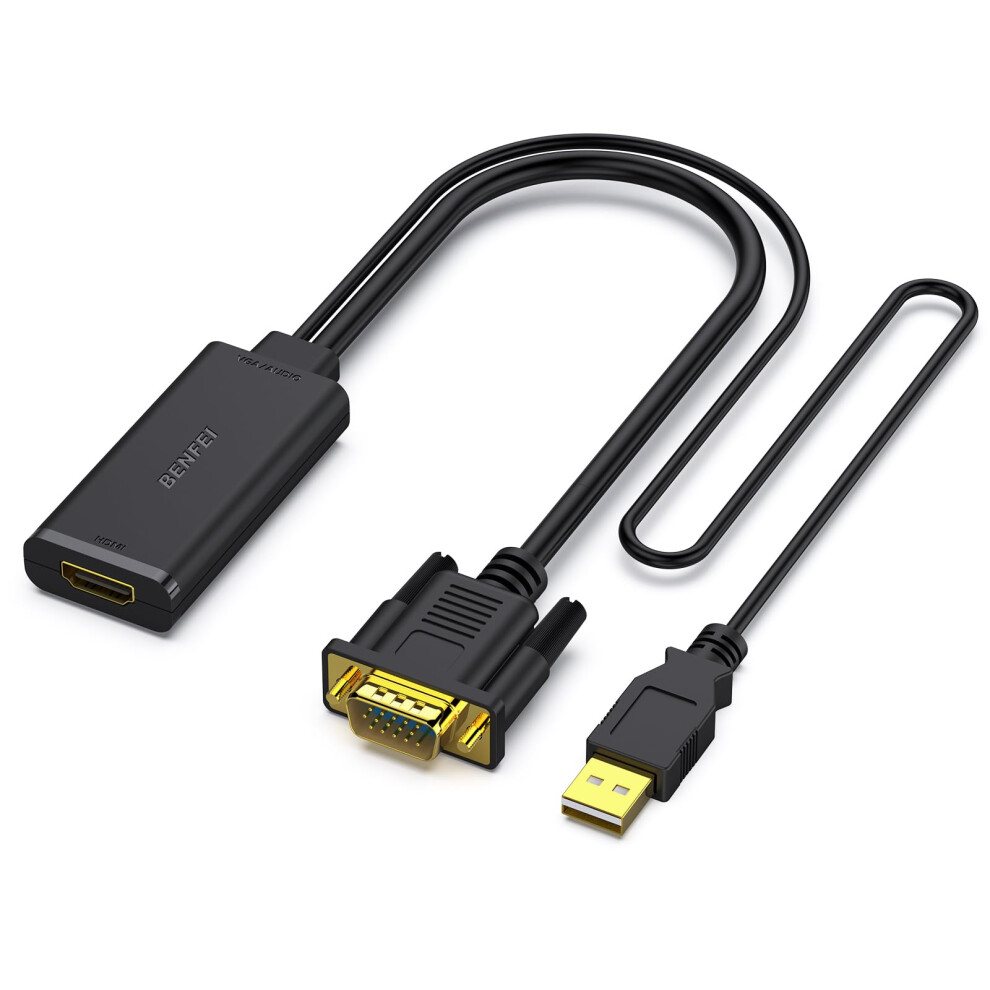 Benfei Vga To Hdmi Adapter, 1080P Converter With Audio From Computer/Laptop Vga Source To Hdmi Tv/Monitor 89384220