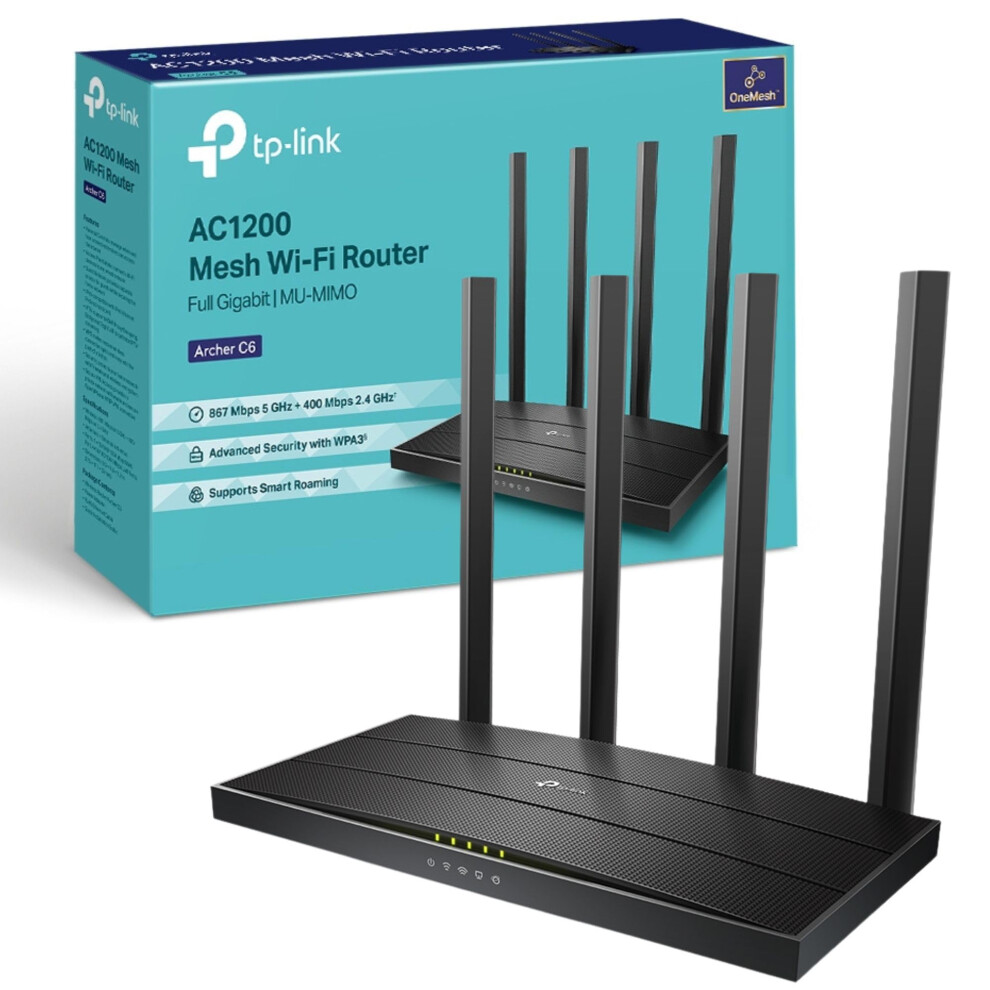 Tp-Link Archer C6 Router Wifi Ac1200mbps, Wifi Router,Gigabit Ethernet Ports, Vpn Router Server, Easy Setup, Internet Booster Routers, Wifi Booster,