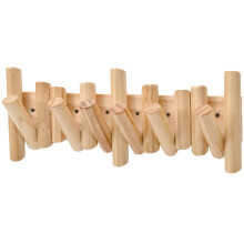 Wall Mounted Wooden Coat Rack with 6 HeavyDuty Metal Hooks for Entryway and Hat Storage