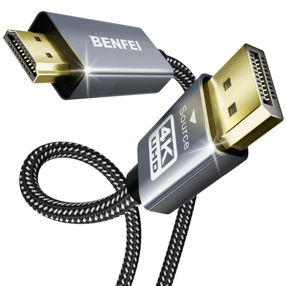 Photos - Cable (video, audio, USB) BENFEI 4K DisplayPort to HDMI 6 Feet Cable, Uni-Direction DP 1.2 Computer to HDMI 1.4 Screen[Aluminum Shell, Nylon Braided]