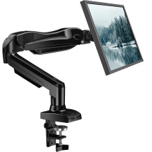 HUANUO Single Monitor Arm Desk Mount for 13 to 32 inch Screens, Tool Free Height Adjustable Monitor Stand with Tilt Swivel Rotate, 75 & 100mm VESA Mo