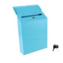 Outdoor Wall Mounted Mailbox with Lock, Decorative Iron Letter Box, Distinctive Blue Finish for Home
