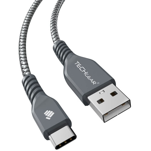 TECHGEAR USB A to USB C 2M Long STRONG Durable Braided Charging Data Cable Type C Compatible with iPad A16 11th/10th Generation, i 1