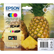Epson 604XL Pine., Genuine Multipack, XL Black Standard Colours Ink Cartridges