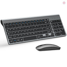 Wireless Keyboard and Mouse Ultra Slim Combo, TopMate 2.4G Silent Compact USB 2400DPI Mouse and Scissor Switch Keyboard Set with C