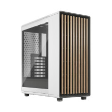Fractal Design North Chalk White Tempered Glass Clear - Wood Oak front - Glass side panel - Two 140mm Aspect PWM fans included - Type C USB - ATX Airf
