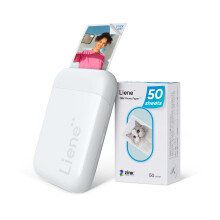 Liene 2x3” Photo Printer, Mini Instant Portable Color Mono Photo Printer Bundle 50 Zink Adhesive Sheets, Bluetooth 5.0, Compatible