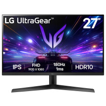 LG UltraGear Gaming Monitor 27GS60F, 27 Inch, 1080p, 180Hz, 1ms Response Time, IPS Display, HDR 10, NVIDIA G-Sync compatible & AMD