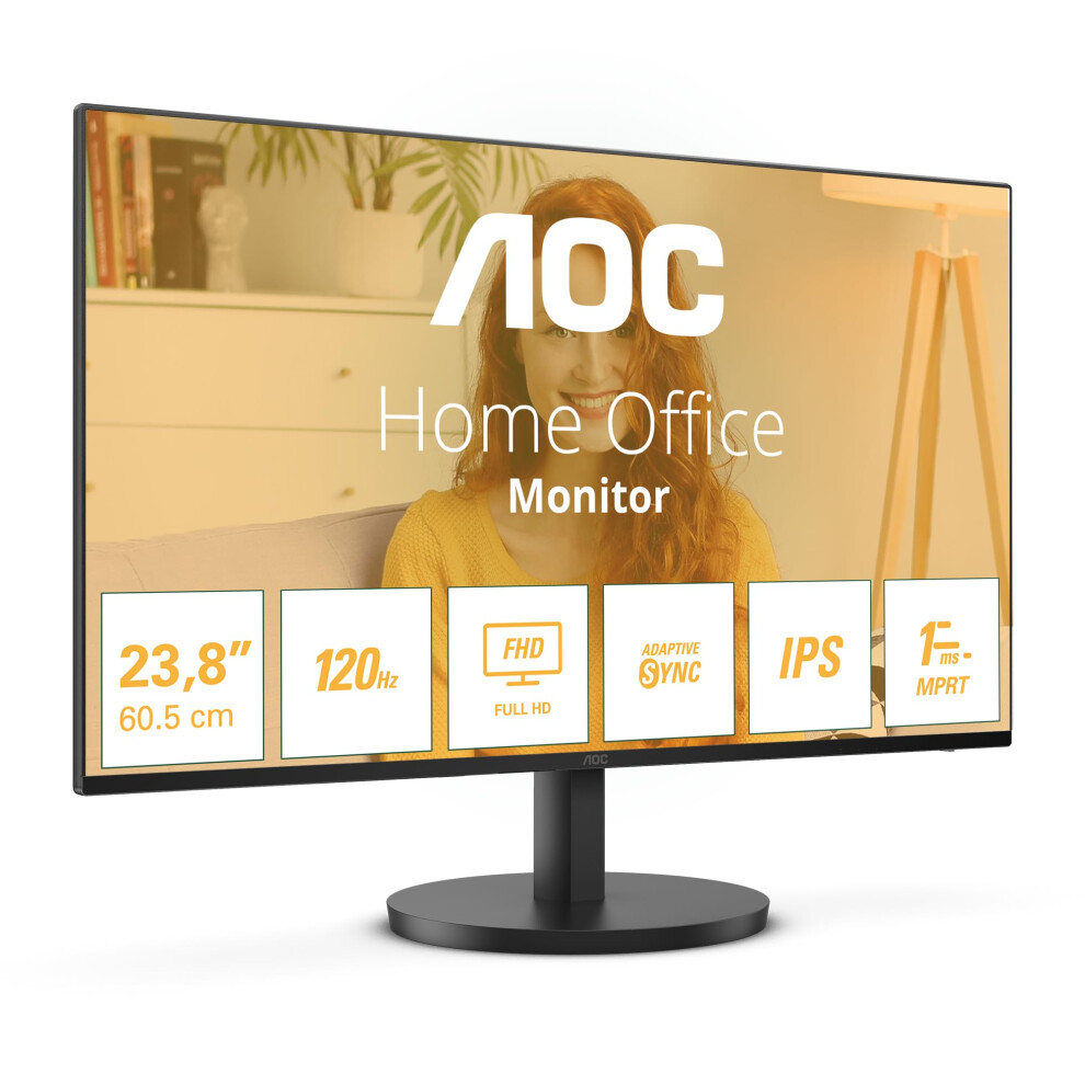 Aoc 24B3ha2 - 24 Inch Fhd Monitor, Ips, 100Hz, 1Ms, Ultra Narrow Board