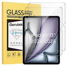 Gerutek 2-Pack Screen Protector for iPad Air 13-inch (M2)/iPad Pro 13-inch (M4) 2024 - Tempered Glass, Ultra Clear, Anti Scratch,