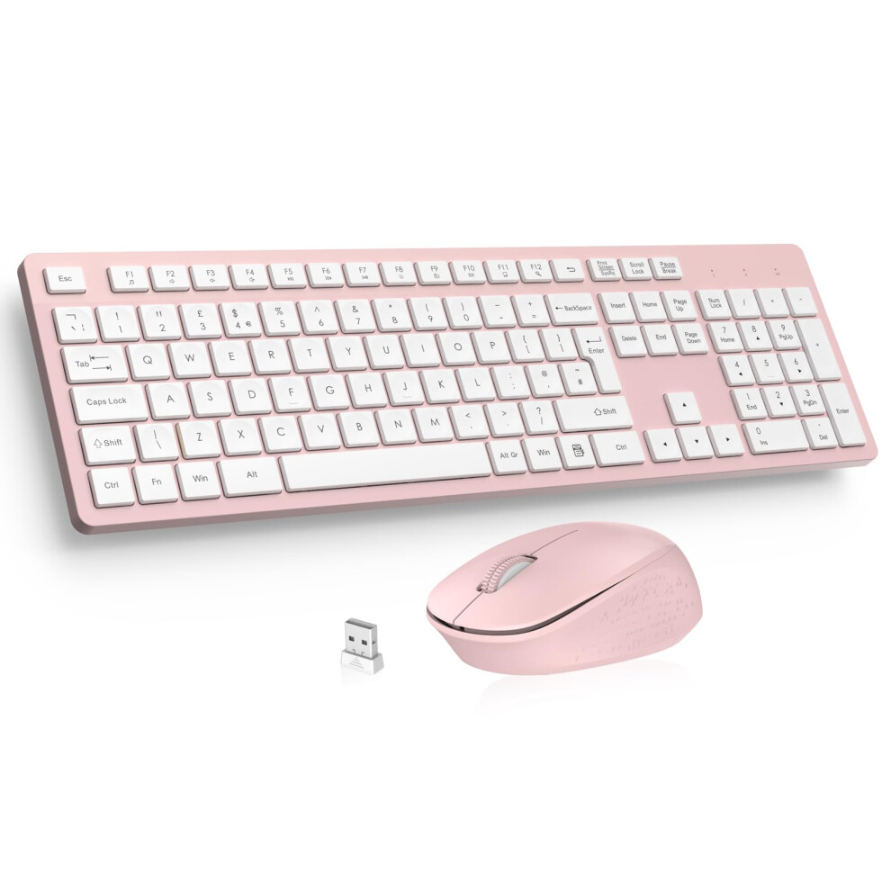 Leadsail Wireless Keyboard And Mouse Set, 2.4Ghz Usb Computer Keyboards And Mouse Combo, Ergonomic Design With 12 Multimedia Short 64231587