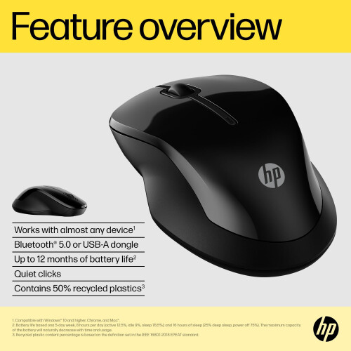 HP HP 250 Dual Mouse | For Computer or Laptop | Multi-OS & Device Compatibility | Dual-Mode 2.4 GHZ or Bluetooth Connectivity | Multi 2