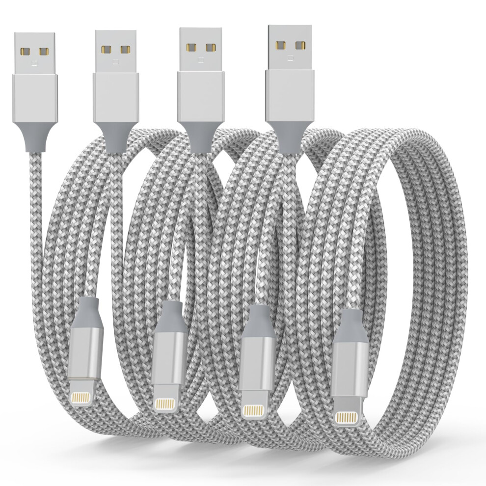 Powerole Iphone Charger Cable, 4Pack 6Ft Lightning Cable [Mfi Certified] Nylon Braided Usb To Lightning Iphone Charger Fast Charging Cable For Iphone 5006233030581