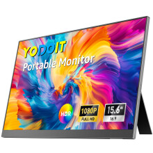 Yodoit Portable Monitor, 15.6" 19201080P FHD Screen IPS Display with Kickstand, USB-C & HDMI Connectivity, Built-in Speakers, for