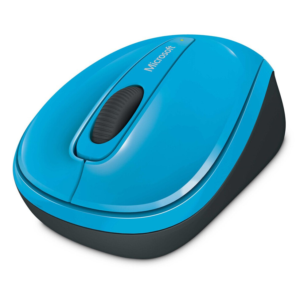 Microsoft Wireless Mobile Mouse 3500, Cyan Blue Gloss - Comfortable Ambidextrous Design, Snap-In Nano Receiver For Portability, Usb Wireless Connecti