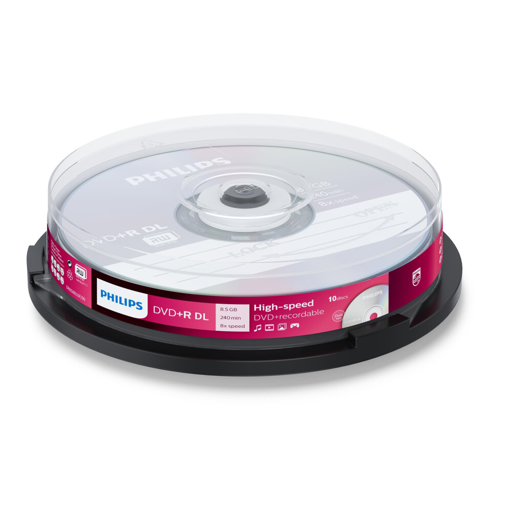 Philips 10X Dvd+R Dl, 8.5Gb/240Min, 8X, Dr8s8b10f_00