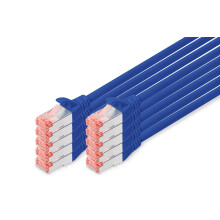 Digitus LAN Cable Cat 6-1m - 10 Pack - RJ45 Network Cable - S/FTP Shielded - Compatible with Cat6A & Cat7 - Blue