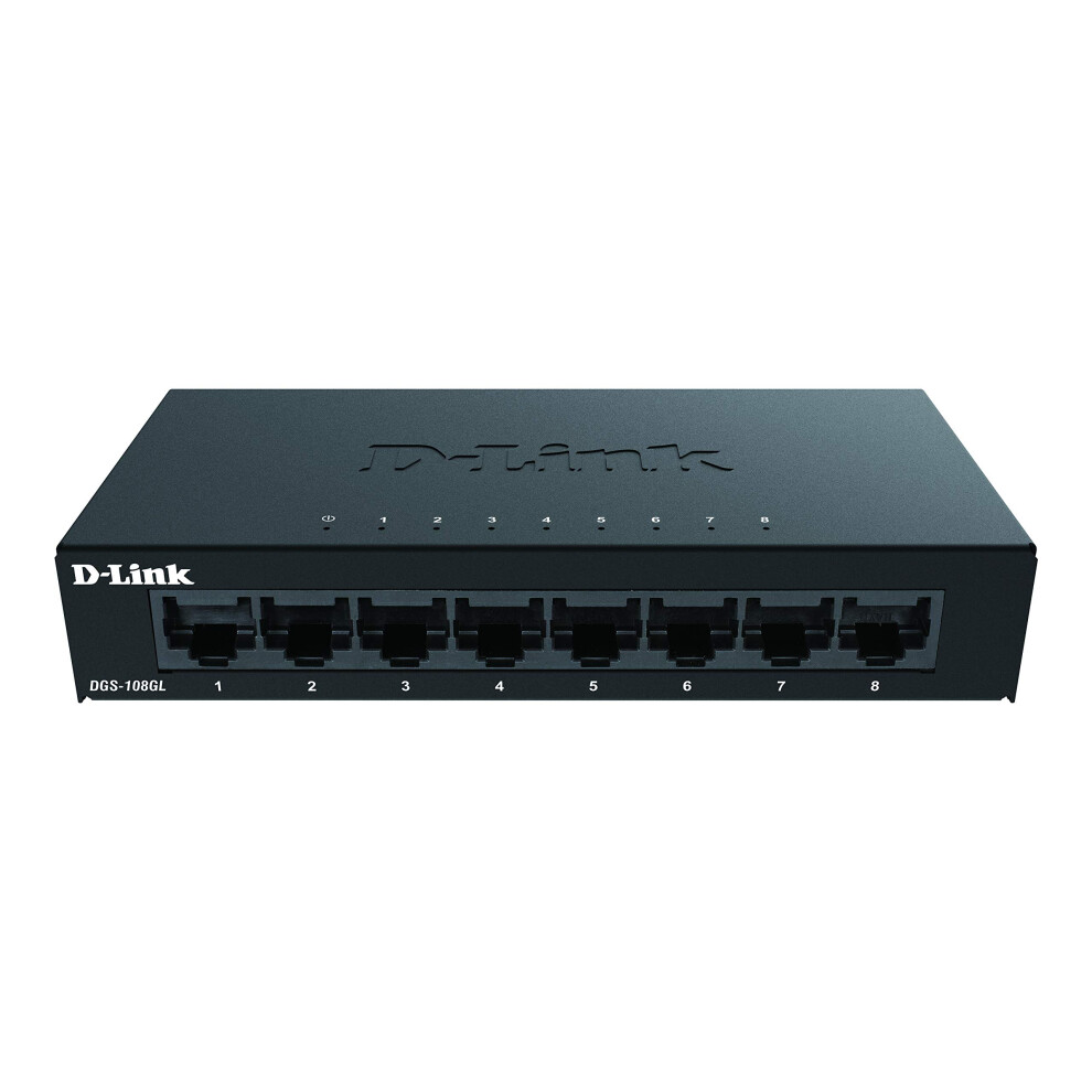 D-Link Dgs-108Gl 8-Port Gigabit Unmanaged Desktop Switch, Fanless, Low Profile, Metal Housing, Plug-And-Play, 802.3Az Eee Dg Black 77850232