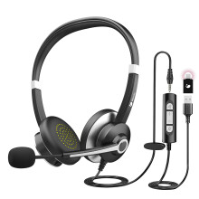 Earbay USB Headset With Microphone For Laptop, PC Headphones With Mic Noise Cancelling, Computer Headsets With In-Line Volume Cont
