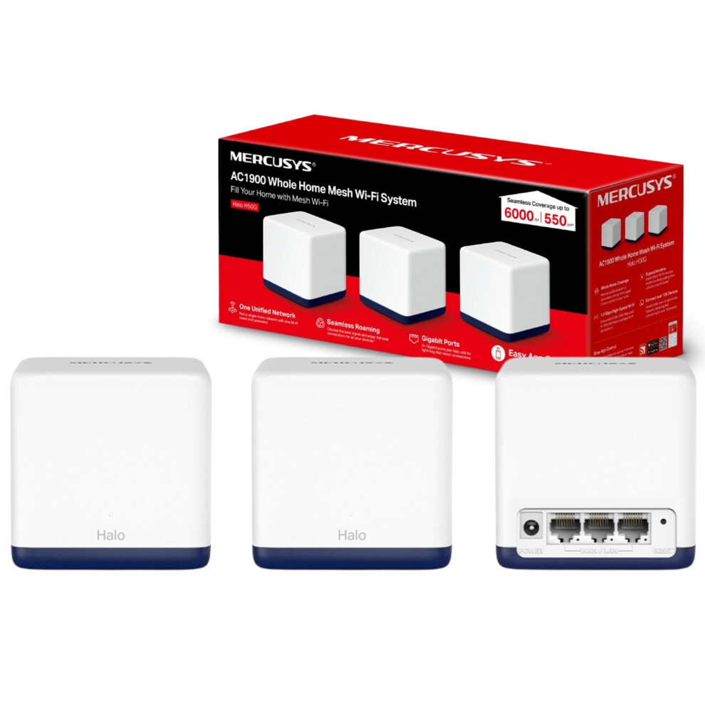 Mercusys Halo H50g(3-Pack) Ac1900 Wifi Extender Booster,Dual Band Mesh Wifi System,Tp-Link Router,Vpn Encryption Wifi Booster,App 93311069