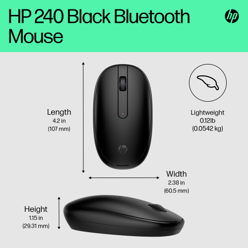 HP HP 240 Bluetooth Mouse | Bluetooth 5.1 | Wireless | Precise Sensor | 1600 DPI Optical Mouse Sensor | Lightweight & Easy to Connect | AES technology | 1