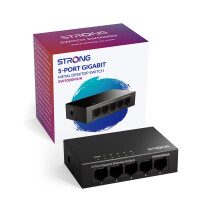 Strong 5 Port Gigabit Network Switch, Ethernet Splitter, 10/100/1000 Mbps LAN Hub, Plug & Play, Fanless, Silent Operation, Desktop or Wall-Mount, Ide