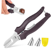 Stainless Steel Chestnut Cutter and Nut Cracker with Ergonomic NonSlip Grip and Safety Protectors