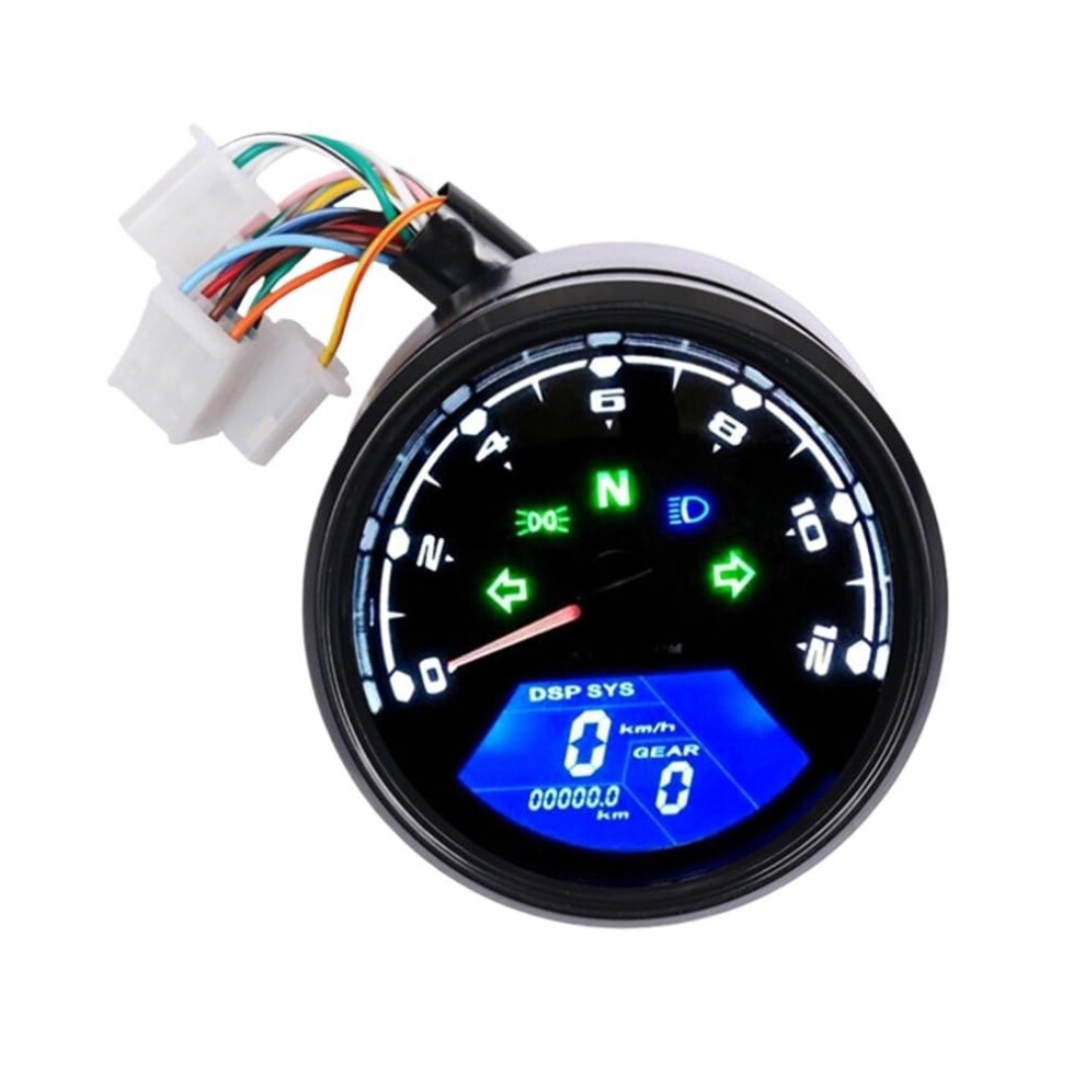 Universal Motorcycle Digital Speedometer And Tachometer 12000Rpm Night Vision Gauge With Odometer 9092120399745