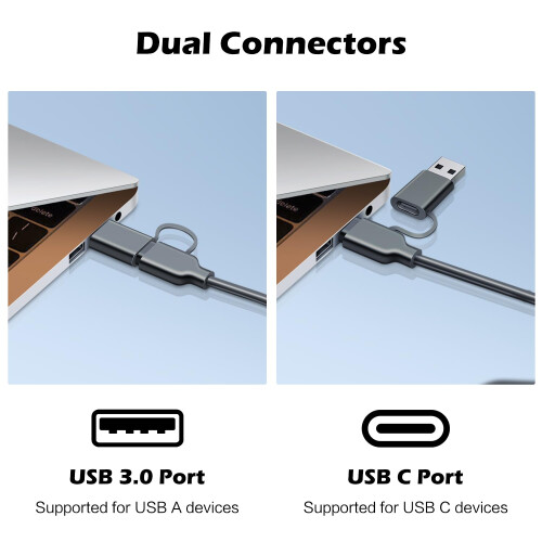 SDCard Reader, Multi-Format Memory Card Reader 4-in-1 usb C USB 3.0 Dual Connector Adapter Supports SD, MS, CF, TF, and Micro SD C 2