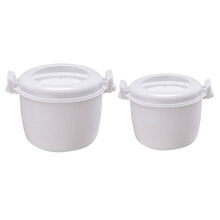 2pcs Microwave Rice Cooker and Steamer Set for Rice and Vegetables with Even Heat Distribution