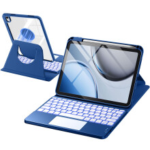 drivego 360 Rotating Keyboard Case for iPad A16 11th 10th Generation with 7 Color Backlit Trackpad, Magnetic Detachable Cover Wireless Keyboard for i
