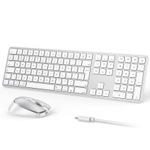 OMOTON Wireless Bluetooth Keyboard Mouse Rechargeable for Mac OS, Wireless Keyboard and mouse Set for MacBook Air/MacBook Pro/iMac, Multi-Device Ultr