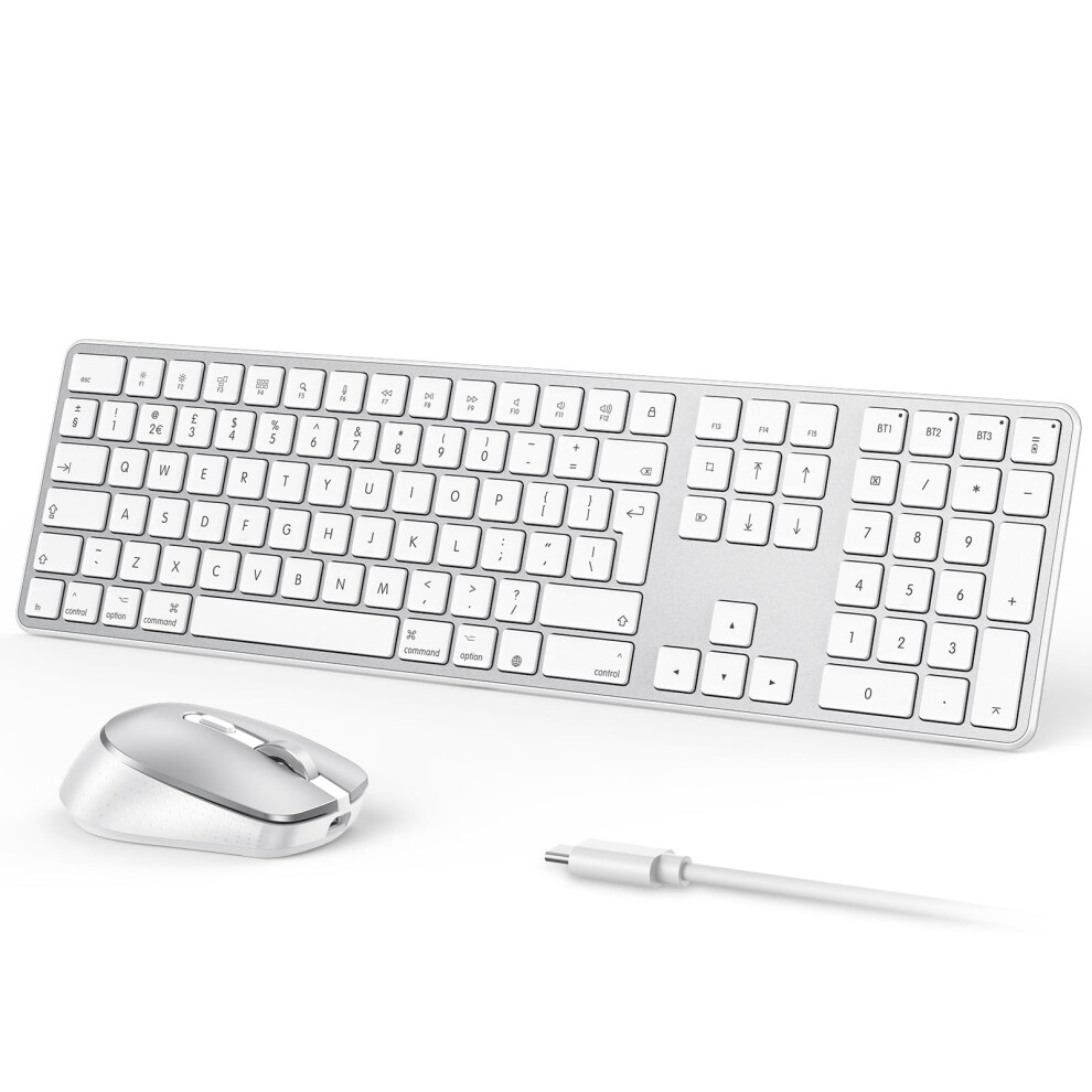 Omoton Wireless Bluetooth Keyboard Mouse Rechargeable For Mac Os, Wireless Keyboard And Mouse Set For Macbook Air/Macbook Pro/Imac, Multi-Device Ultr 5002280746758