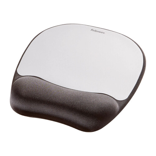 Fellowes Fellowes Memory Foam Mouse Mat with Wrist Support - Ergonomic Mouse Pad for Computer Laptop - Silver Streak