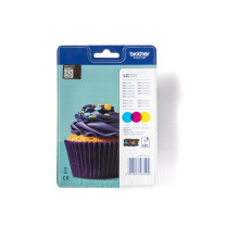 Brother LC-123C/LC-123M/LC-123Y Inkjet Cartridges, Cyan/Magenta/Yellow, Multi-Pack, High Yield, Includes 3 x Inkjet Cartridges, Br
