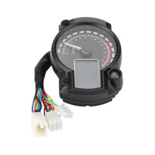 Motorcycle Digital Tachometer with 7 Color Backlight and Speeding Reminder Universal Odometer Gauge
