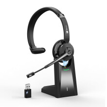 Earbay Wireless Headset,Bluetooth Headset with USB Dongle and Charging Base,Wireless Headphone with Microphone Noise Cancellation, PC Headphone with M